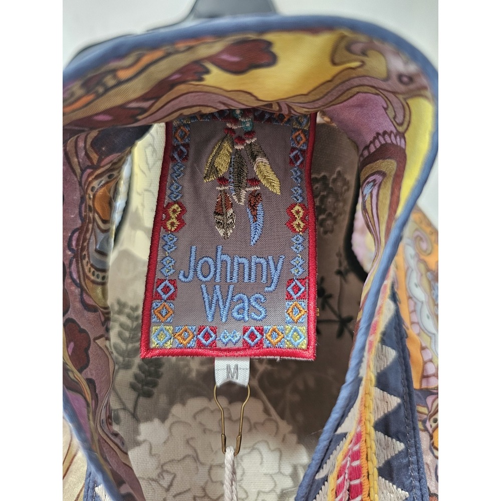 Johnny Was M Sandalwood Tove Kimono Duster 100% Silk Embroidery Pockets $435 - Picture 8 of 15
